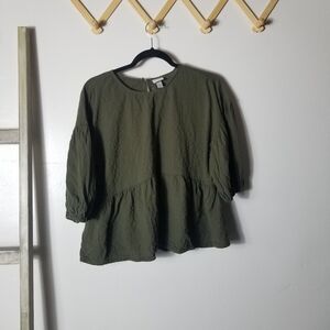 A NEW DAY GREEN PEPLUM BLOUSE SIZE LARGE